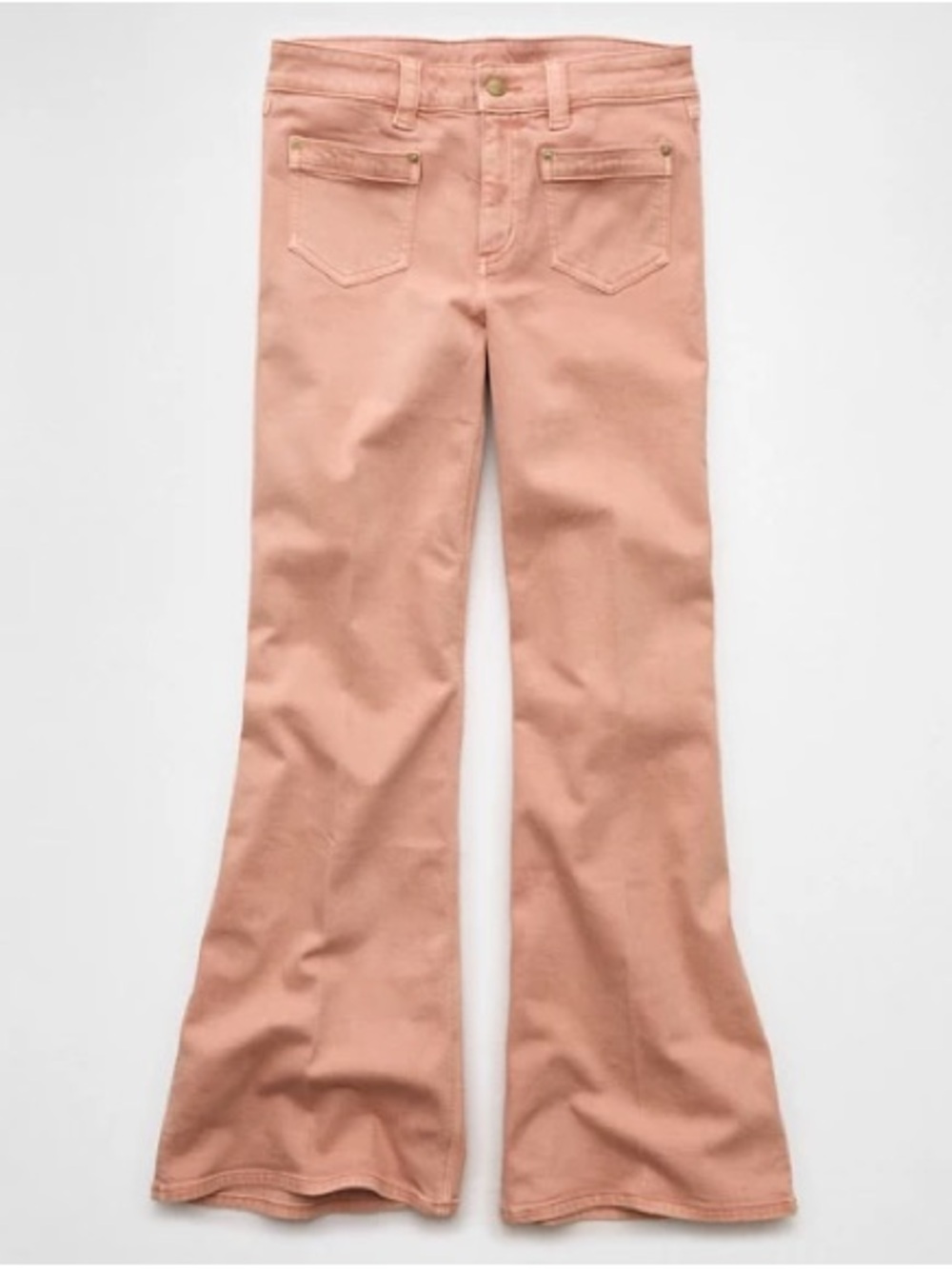 American Eagle Outfitters High-Rise Flare Jeans in Peach